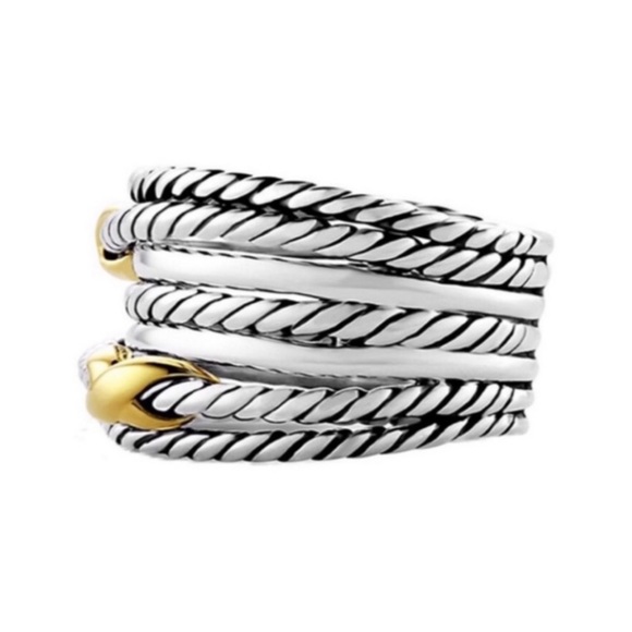 DAVID YURMAN • Double 18K Gold X Crossover Ring - Picture 3 of 13
